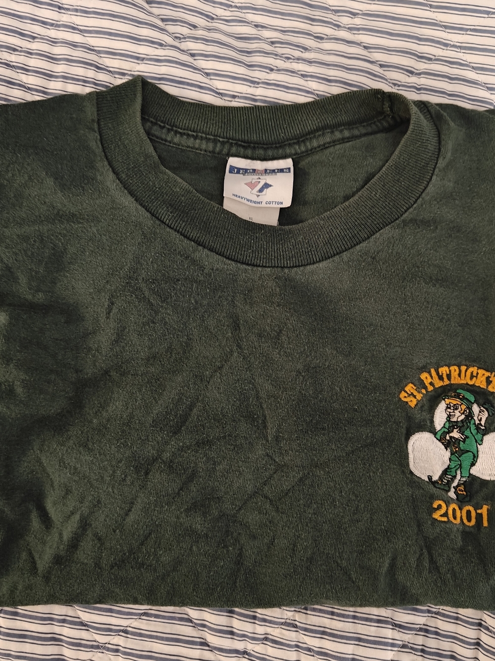 Vintage Green St. Patrick's 2001 Embroidered Crewneck Tee
